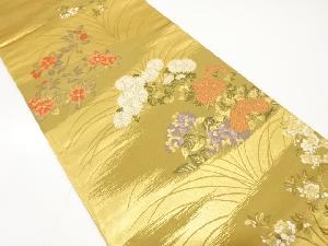 椿に菊・紫陽花模様織出し袋帯